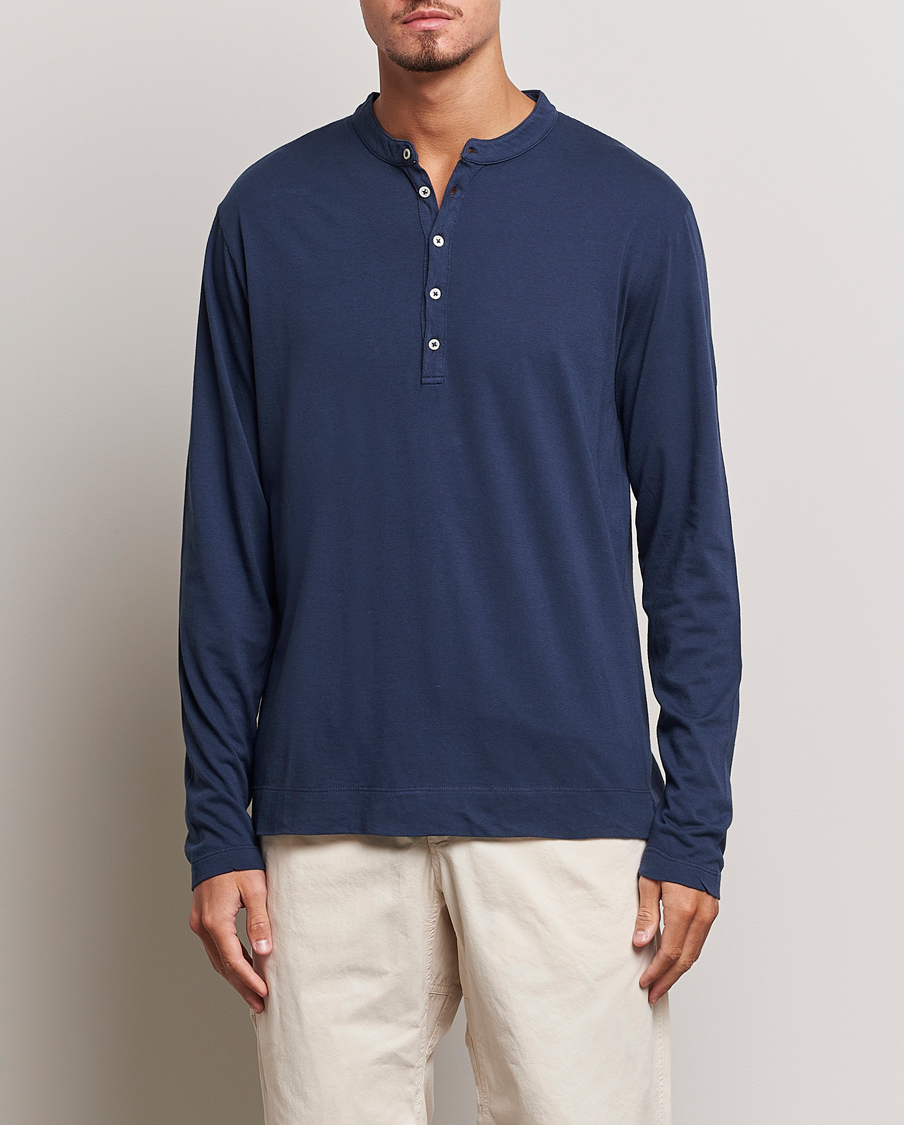Herr | Tröjor | Massimo Alba | Hawai Cotton/Cashmere Henley Navy