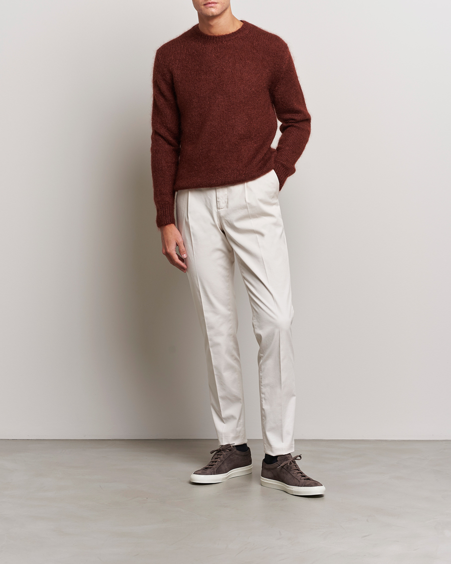 Herr | Tröjor | Massimo Alba | Alder Mohair/Silk Crew Neck Burnt Orange
