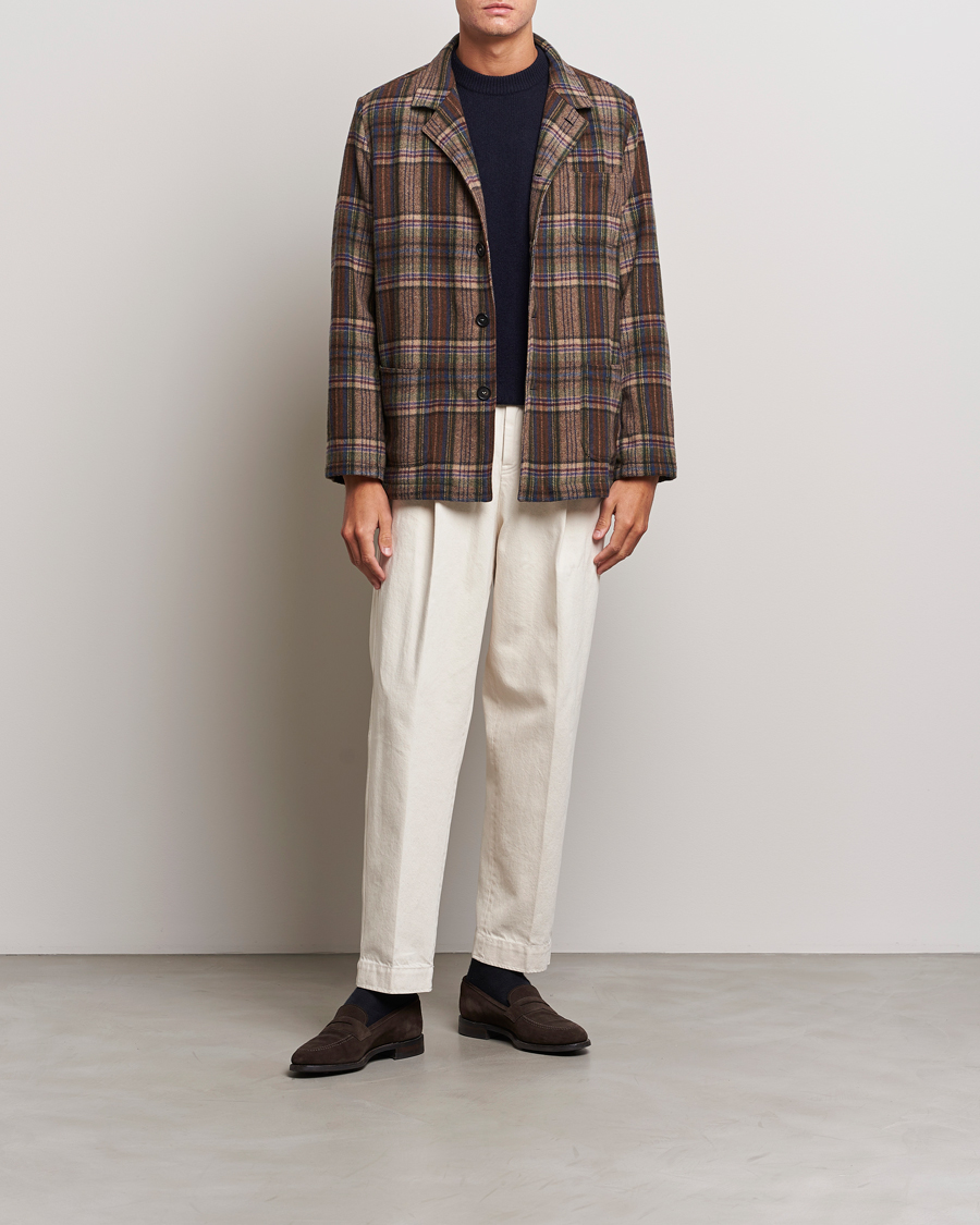 Herr | Jackor | Massimo Alba | Florida Soft Wool Shirt Jacket Brown Check
