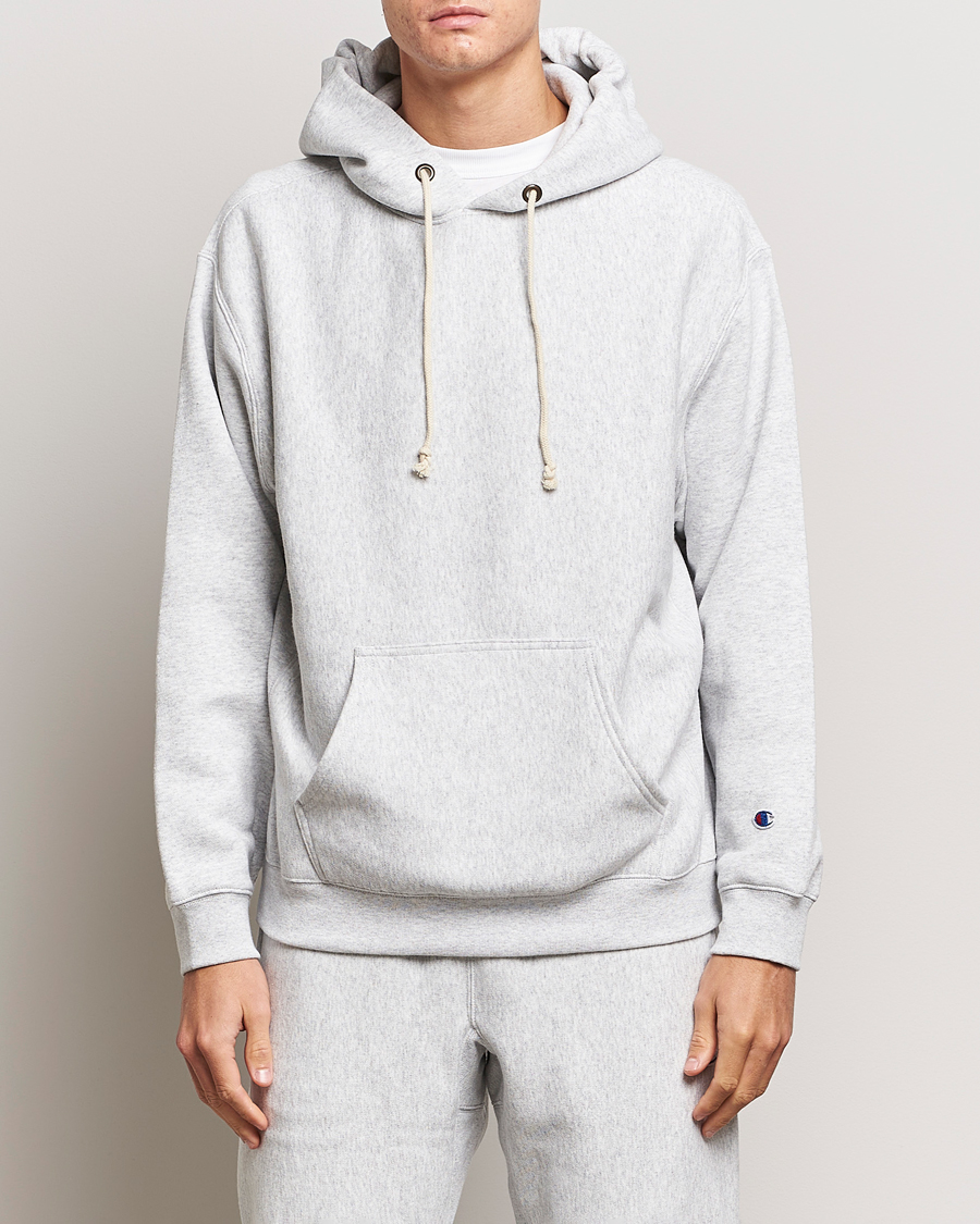 Herr | Active | Champion | Reverse Weave Soft Fleece Hoodie Grey Melange