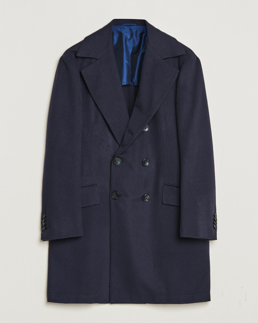 Herr | Jackor | Kiton | Double Breasted Cashmere Coat Navy