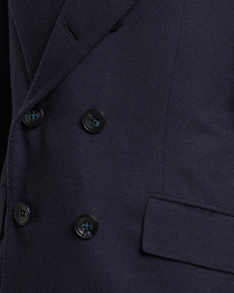 Herr | Jackor | Kiton | Double Breasted Cashmere Coat Navy