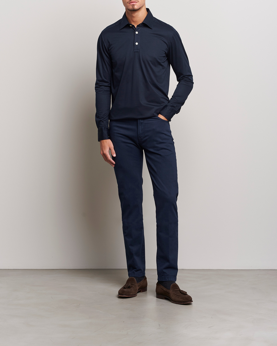 Herr | Skjortor | Kiton | Popover Shirt Navy