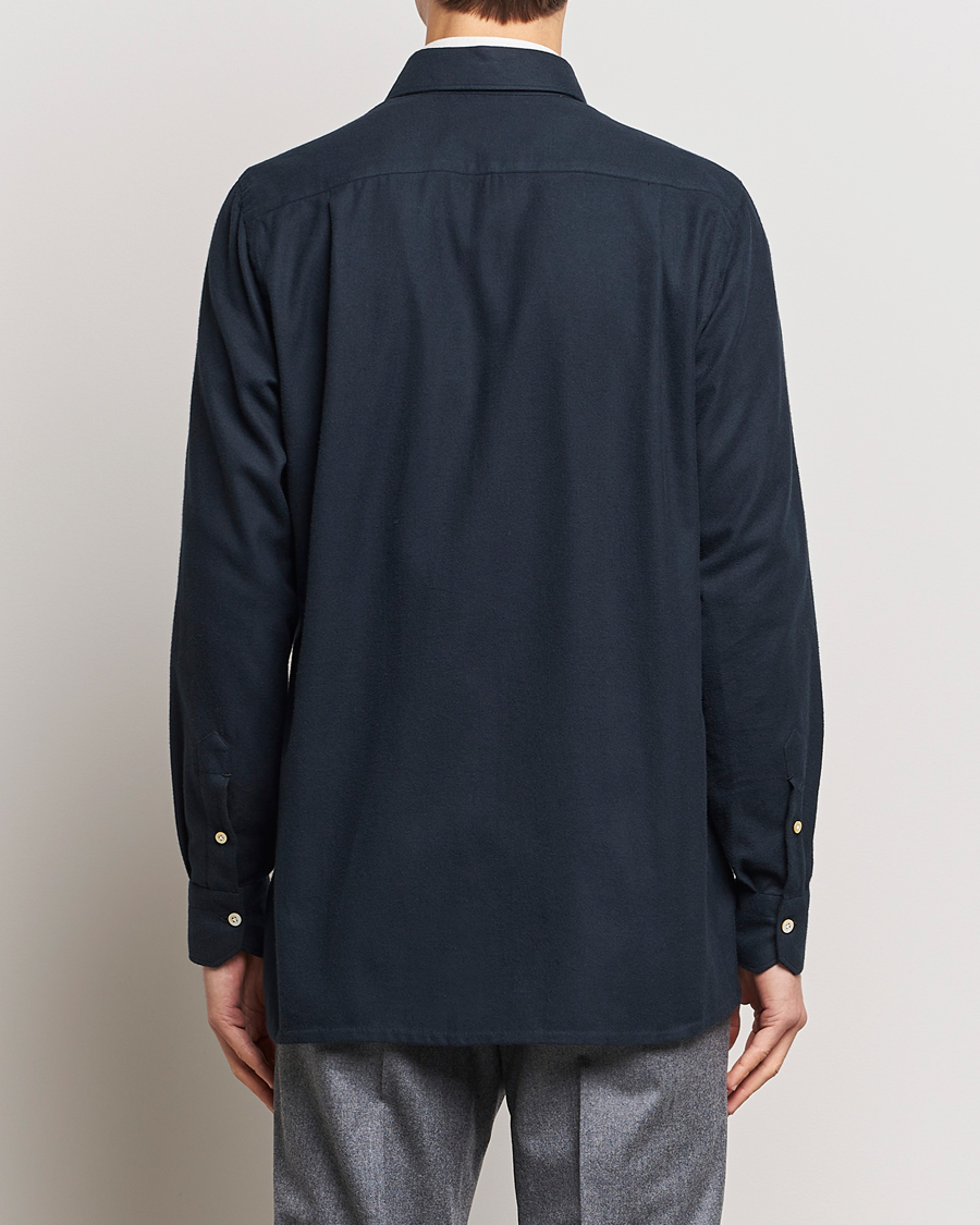 Herr | Skjortor | Kiton | Herringbone Flannel Overshirt Midnight