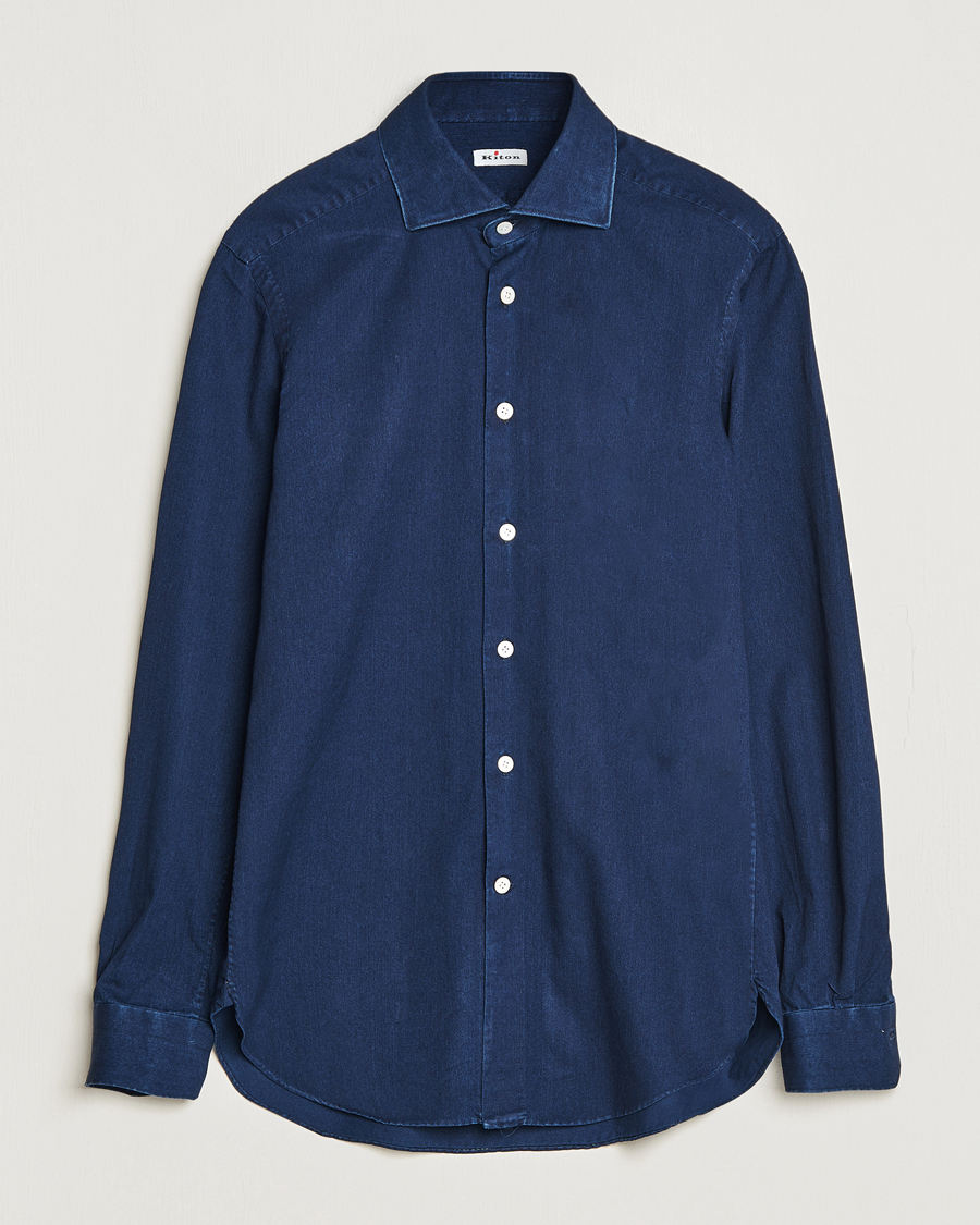 Herr | Skjortor | Kiton | Slim Fit Denim Shirt Dark Blue Wash