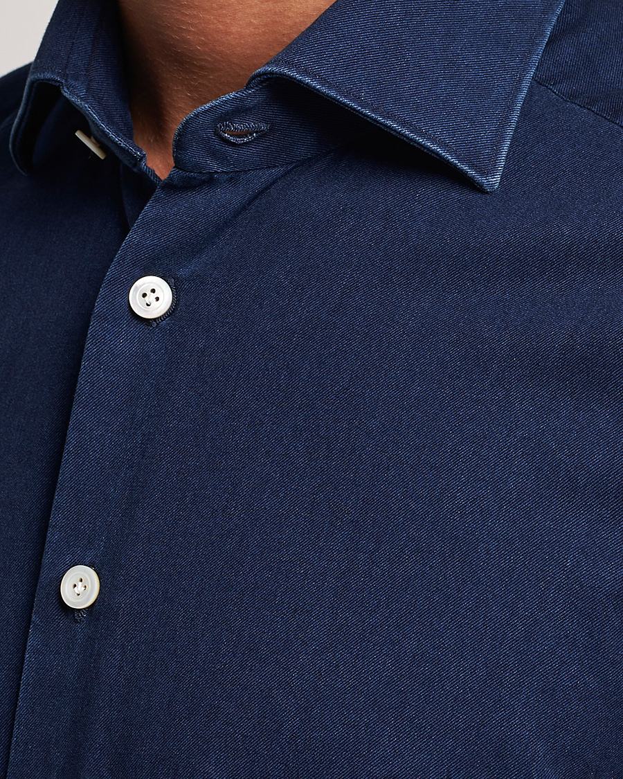 Herr | Skjortor | Kiton | Slim Fit Denim Shirt Dark Blue Wash