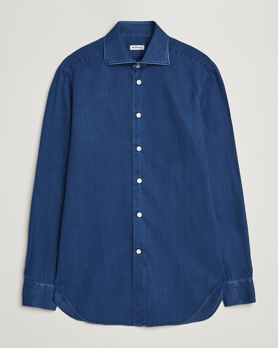 Herr | Skjortor | Kiton | Slim Fit Denim Shirt Medium Blue Wash