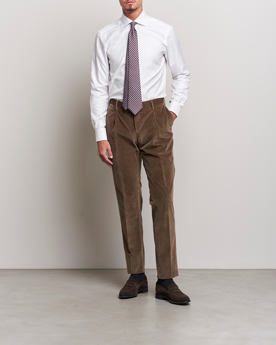Herr | Skjortor | Kiton | Slim Fit Royal Oxford Shirt White