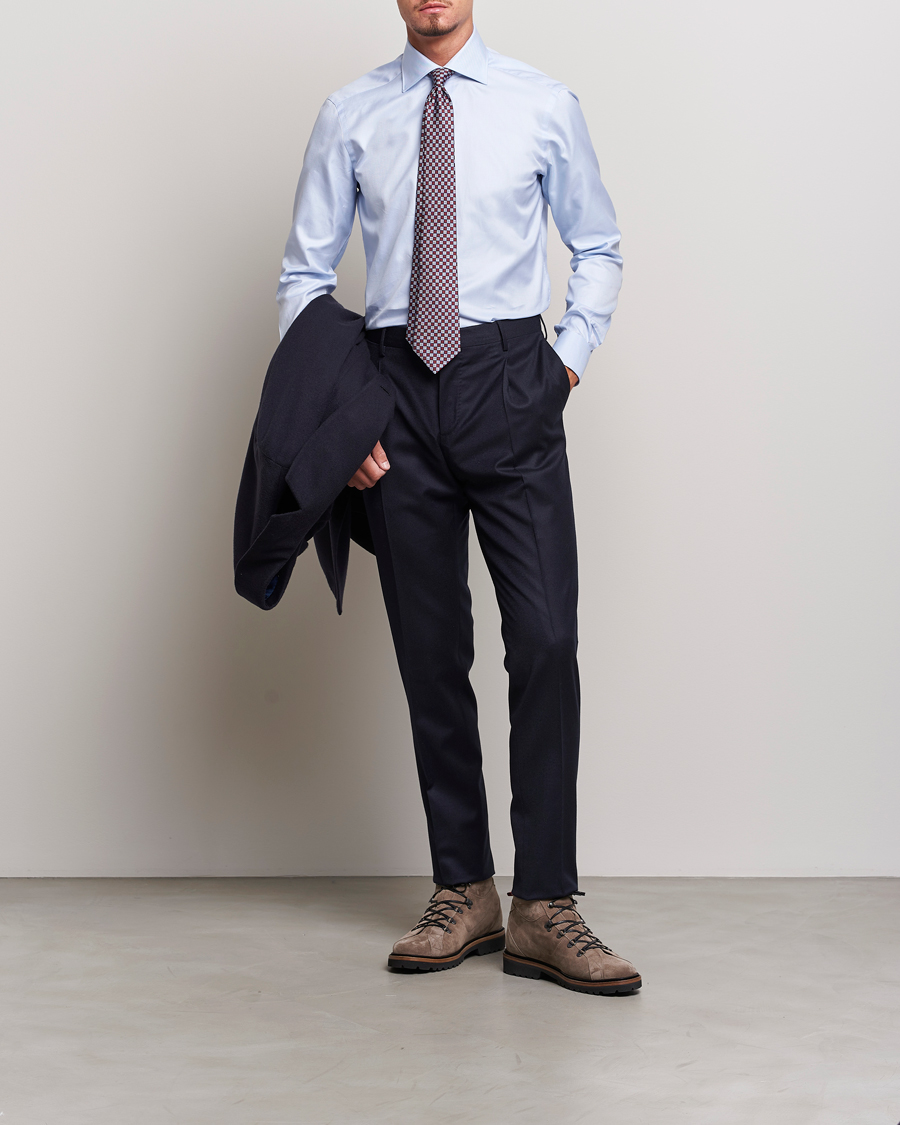 Herr | Skjortor | Kiton | Slim Fit Royal Oxford Shirt Light Blue