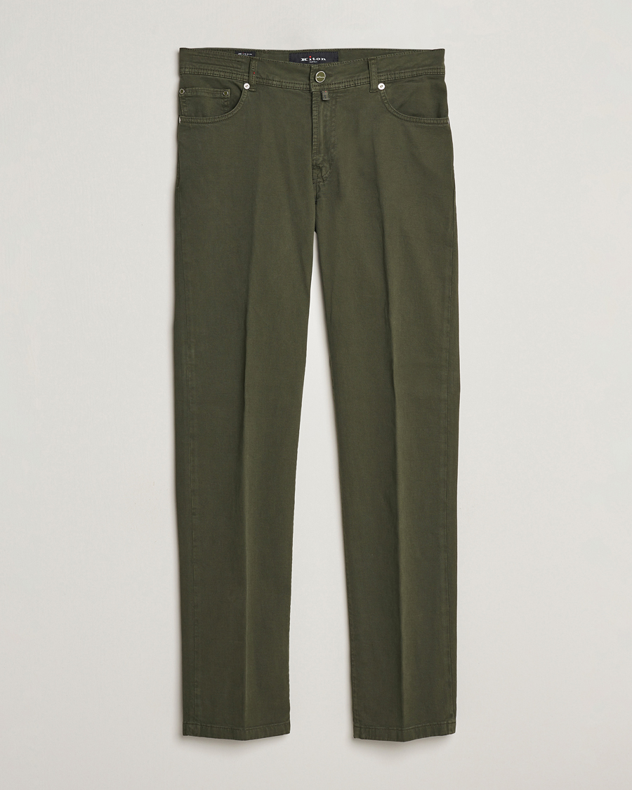 Herr | Byxor | Kiton | Slim Fit Cashmere/Cotton 5-Pocket Pants Dark Green