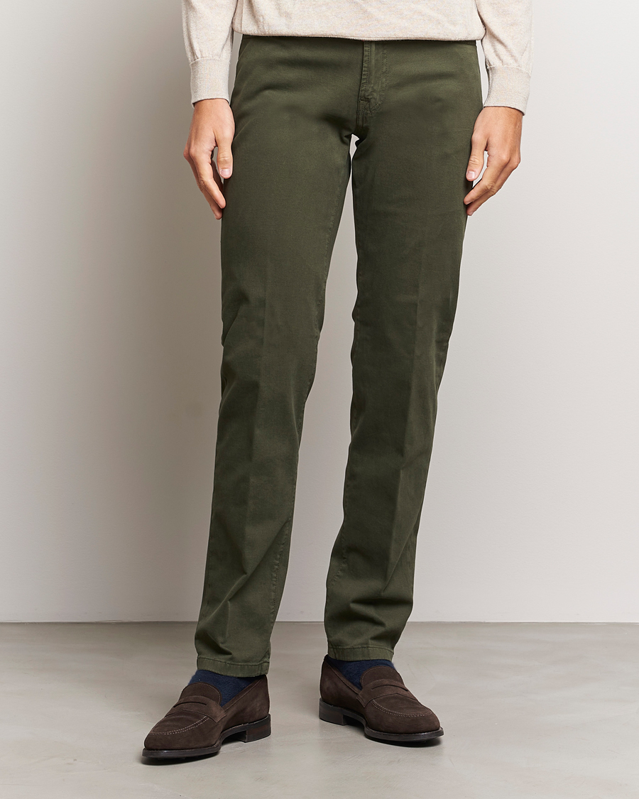 Herr | Luxury Brands | Kiton | Slim Fit Cashmere/Cotton 5-Pocket Pants Dark Green