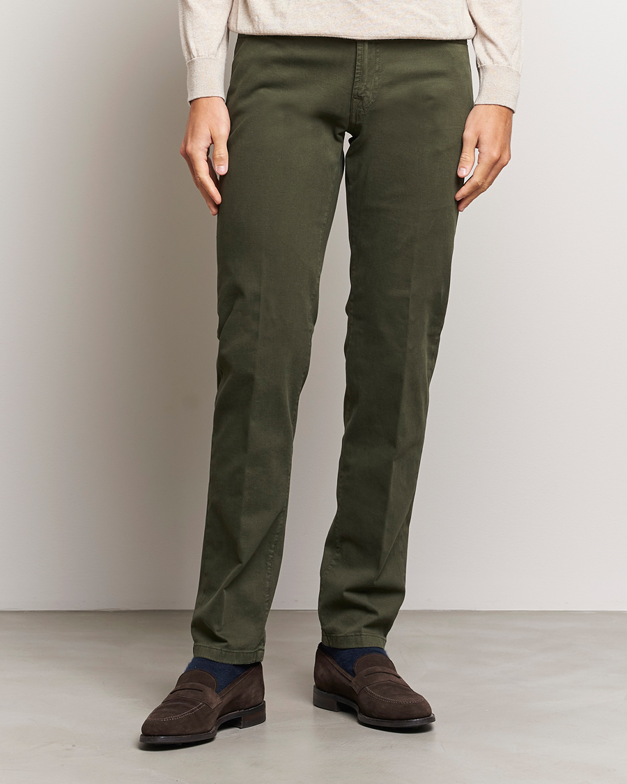 Herr | Byxor | Kiton | Slim Fit Cashmere/Cotton 5-Pocket Pants Dark Green