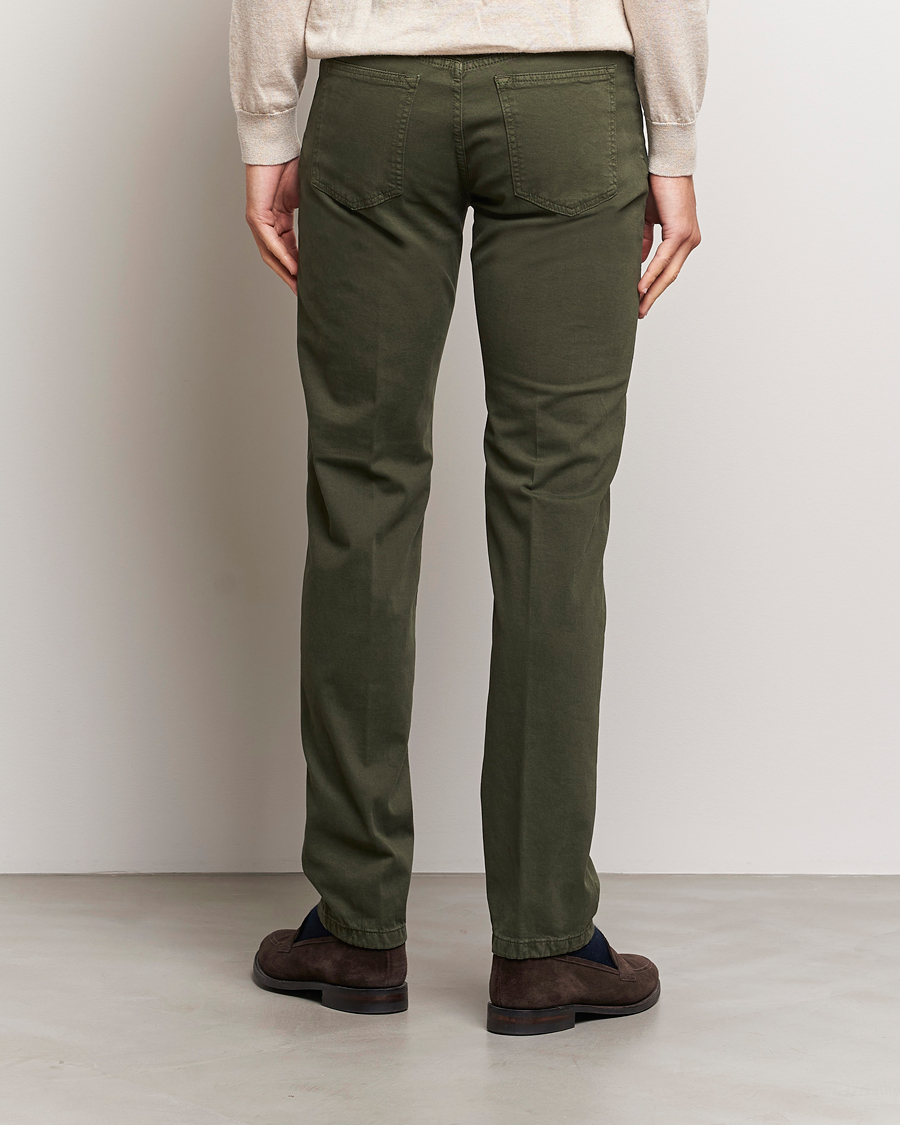 Herr | Byxor | Kiton | Slim Fit Cashmere/Cotton 5-Pocket Pants Dark Green