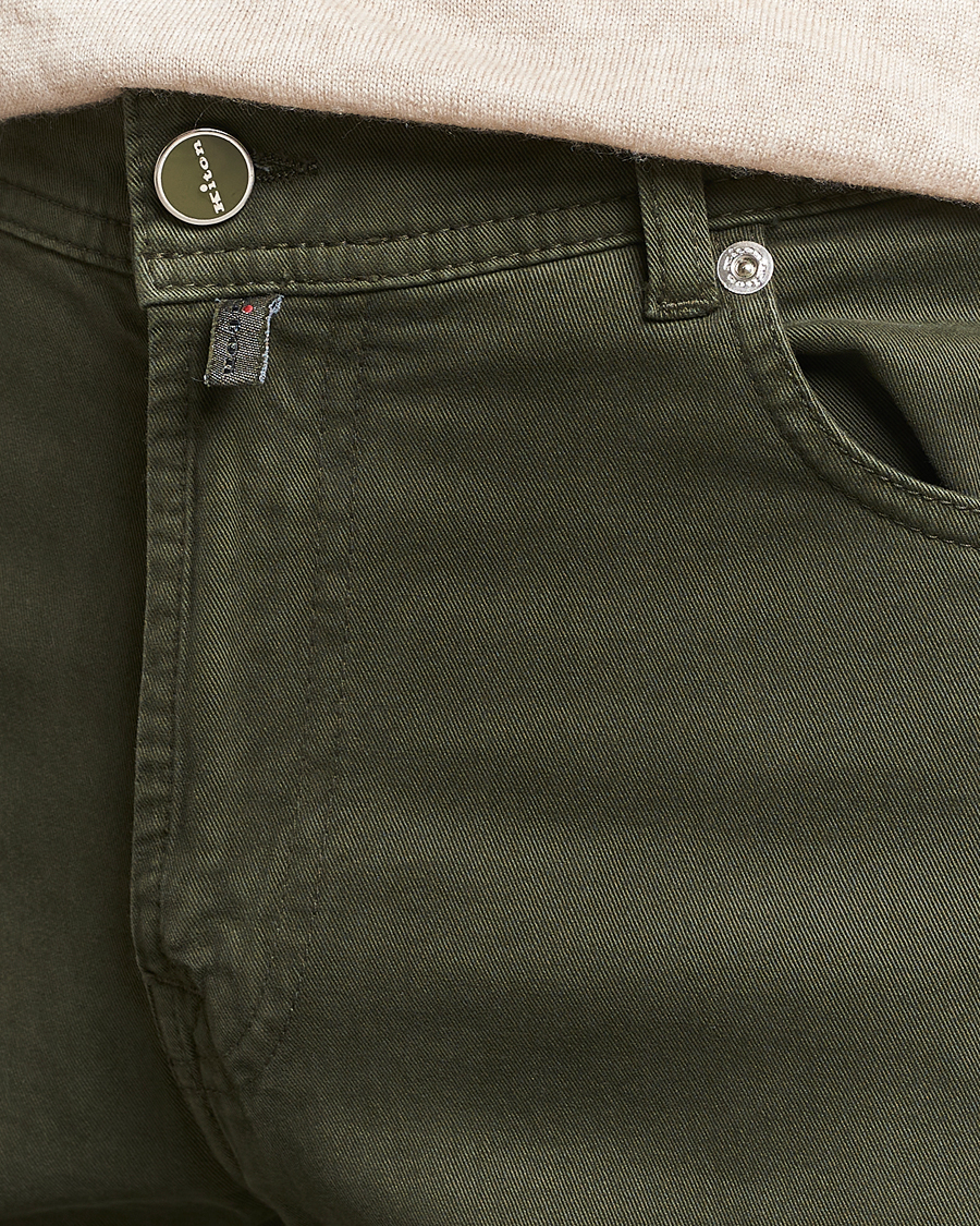 Herr | Byxor | Kiton | Slim Fit Cashmere/Cotton 5-Pocket Pants Dark Green