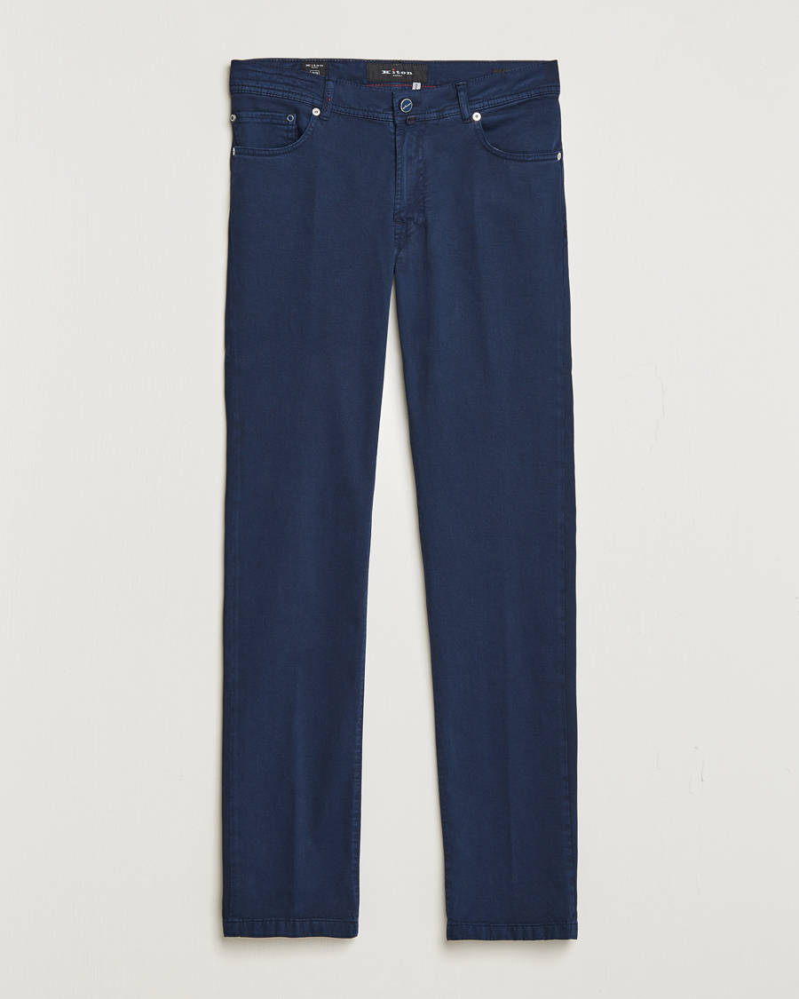 Herr |  | Kiton | Slim Fit Cashmere/Cotton 5-Pocket Pants Navy