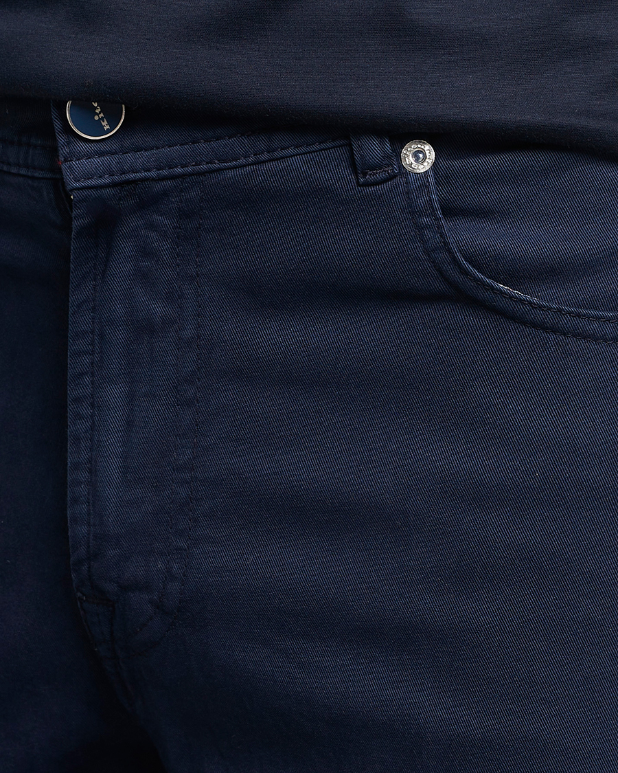 Herr | Byxor | Kiton | Slim Fit Cashmere/Cotton 5-Pocket Pants Navy