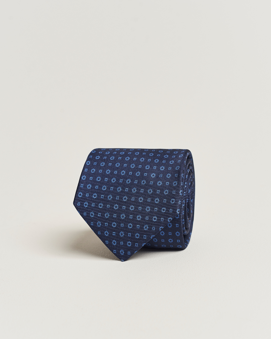 Herr | Kiton Micro Dot Silk Tie Navy | Kiton | Micro Dot Silk Tie Navy