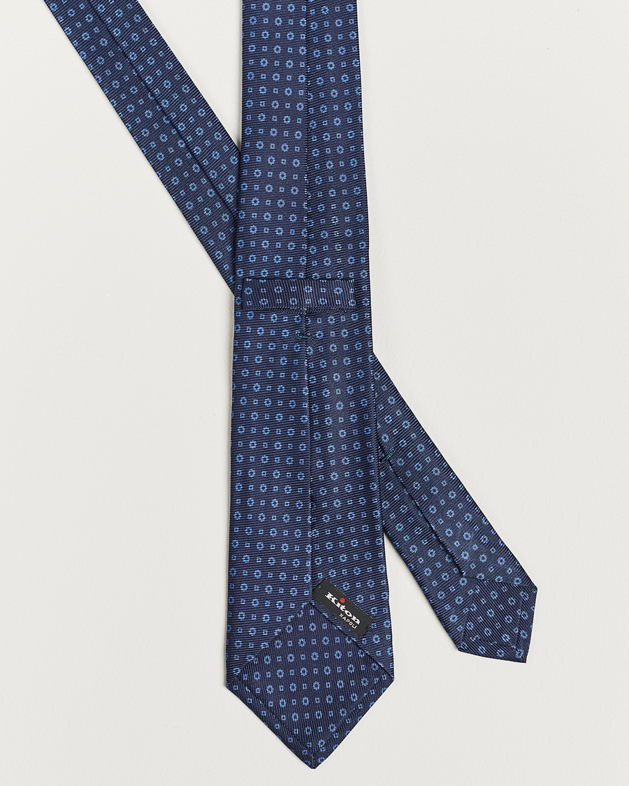 Herr | Kiton Micro Dot Silk Tie Navy | Kiton | Micro Dot Silk Tie Navy