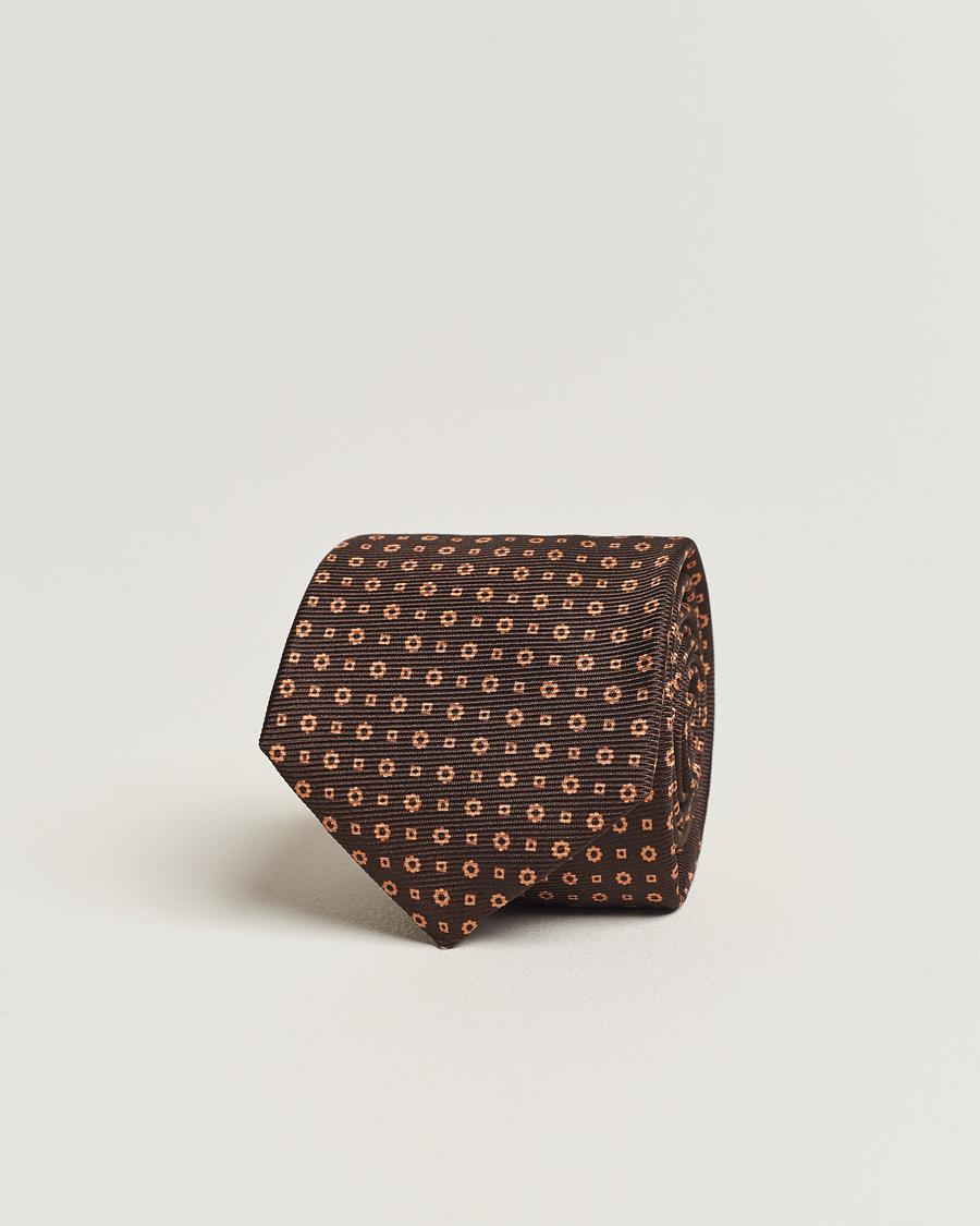 Herr | | Kiton | Micro Dot Silk Tie Brown