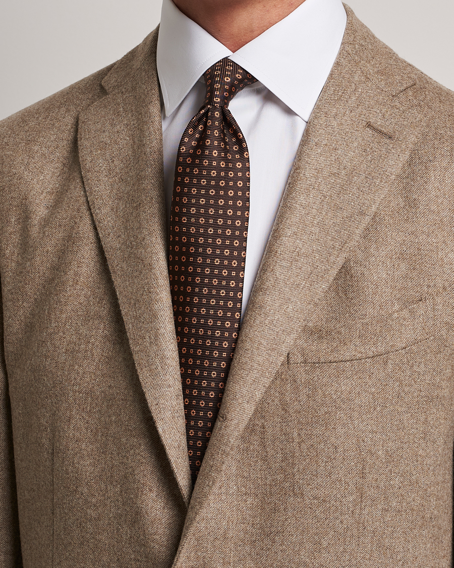 Herr | | Kiton | Micro Dot Silk Tie Brown
