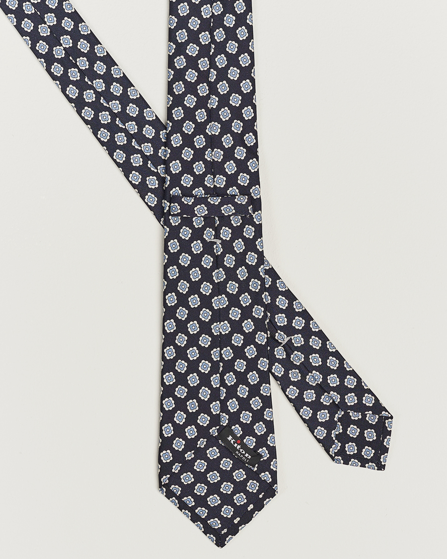 Herr | Kiton Flower Print Silk Tie Navy | Kiton | Flower Print Silk Tie Navy