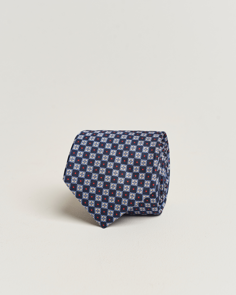Herr | Kiton Micro Print Silk Tie Navy | Kiton | Micro Print Silk Tie Navy