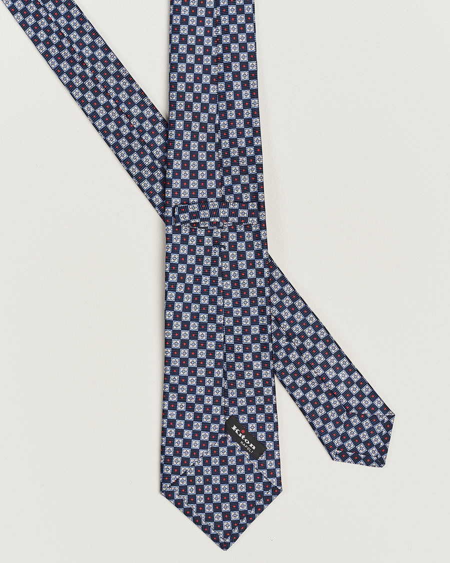 Herr | Kiton Micro Print Silk Tie Navy | Kiton | Micro Print Silk Tie Navy
