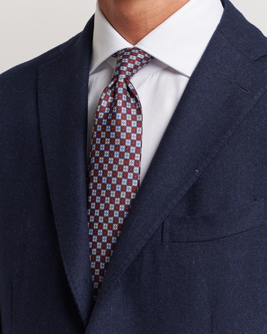 Herr |  | Kiton | Micro Print Silk Tie Burgundy