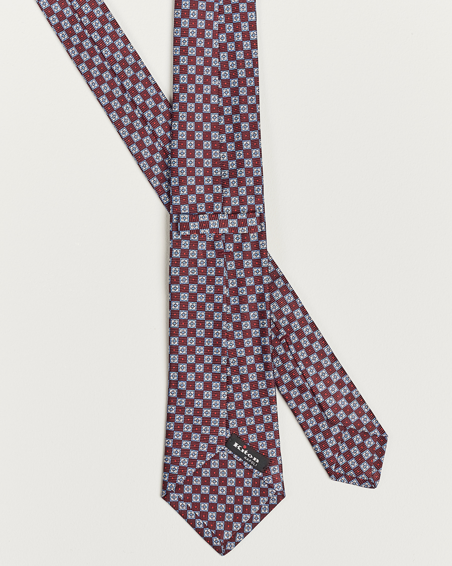 Herr | Kiton Micro Print Silk Tie Burgundy | Kiton | Micro Print Silk Tie Burgundy