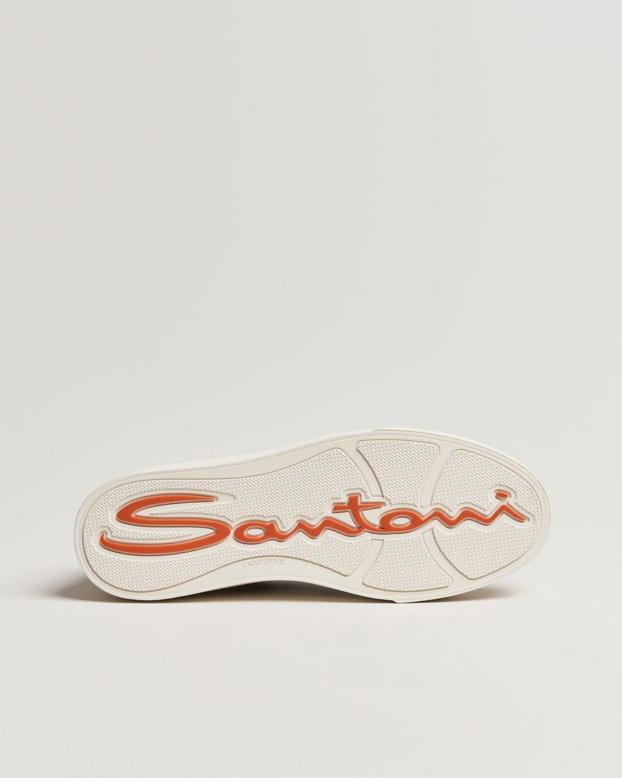 Herr | Santoni Double Buckle Sneakers White/Black | Santoni | Double Buckle Sneakers White/Black