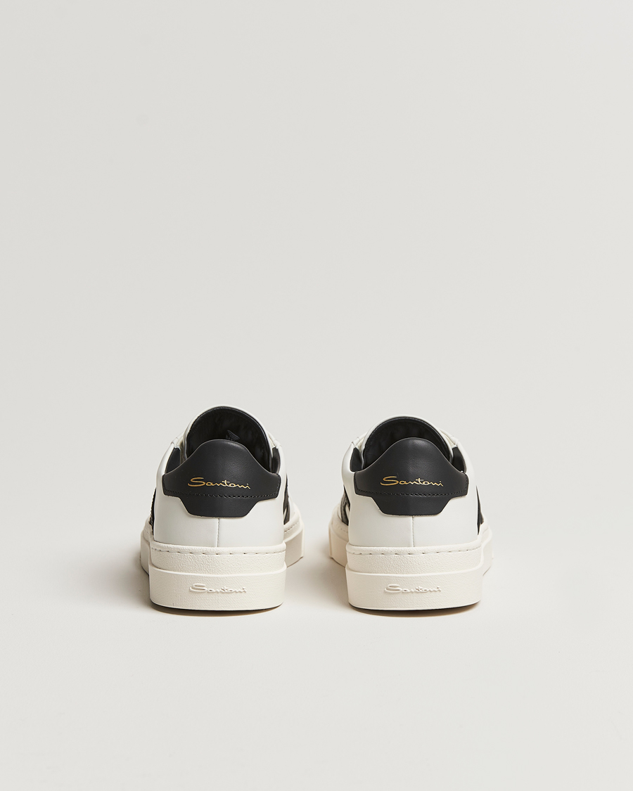 Herr | Santoni Double Buckle Sneakers White/Black | Santoni | Double Buckle Sneakers White/Black