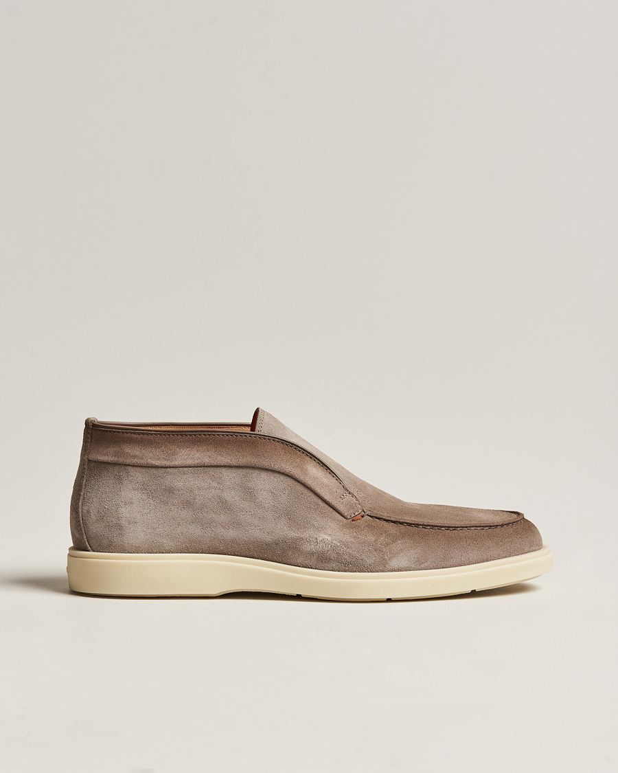 Herr | Santoni Open Chukka Boots Taupe Suede | Santoni | Open Chukka Boots Taupe Suede