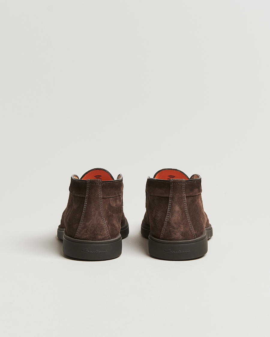 Herr | Santoni Open Chukka Boots Dark Brown Suede | Santoni | Open Chukka Boots Dark Brown Suede