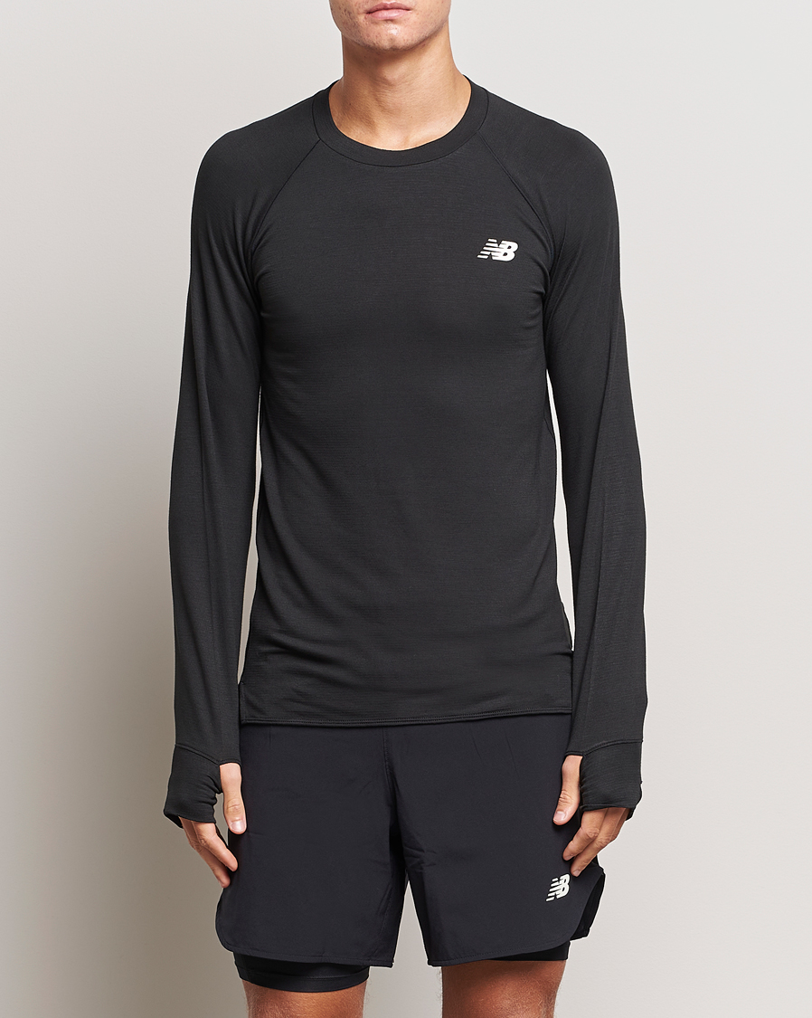 Herr | Svarta t-shirts | New Balance | Running Q Speed Jacquard Long Sleeve T-Shirt Black