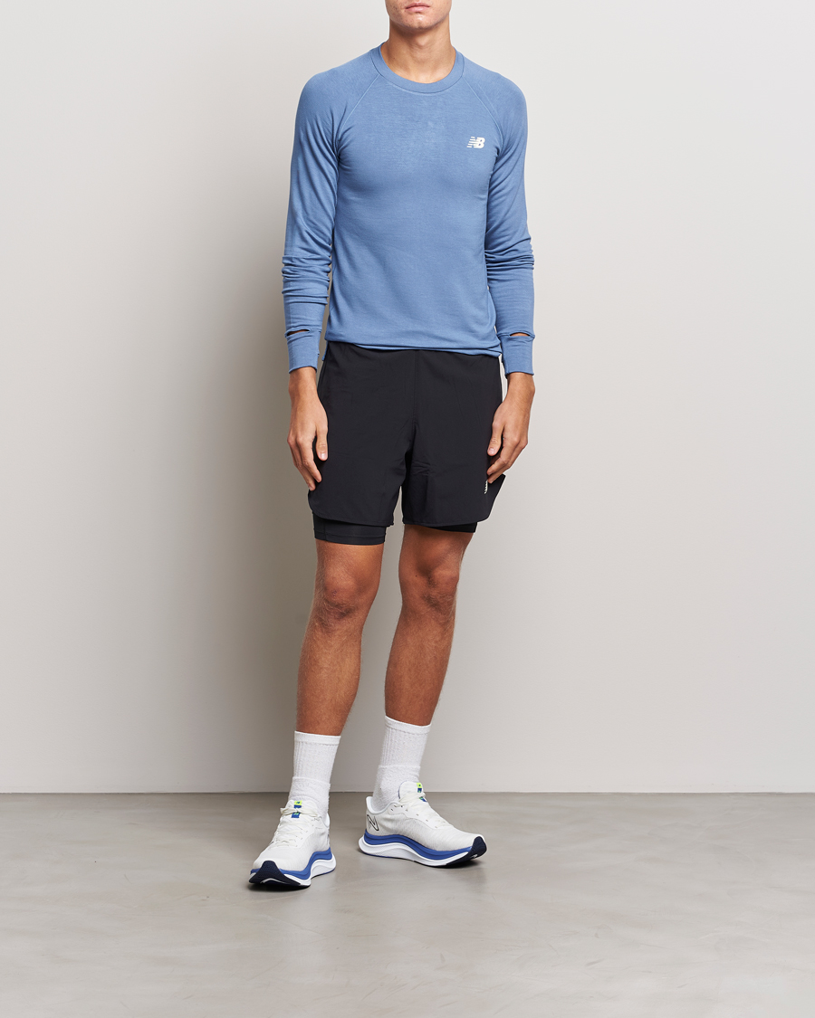 Herr | T-Shirts | New Balance | Running Q Speed Jacquard Long Sleeve T-Shirt Mercury Blue