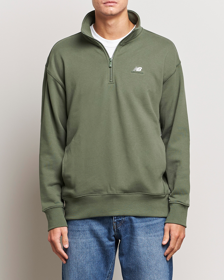 Herr | New Balance | New Balance | Athletics Terry 1/4 Zip Deep Olive Green
