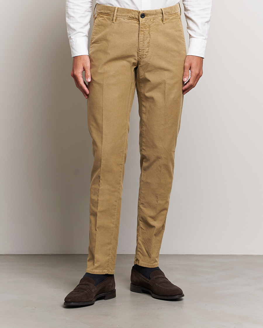 Herr | Byxor | Incotex | Slim Fit Garment Dyed Slacks Khaki