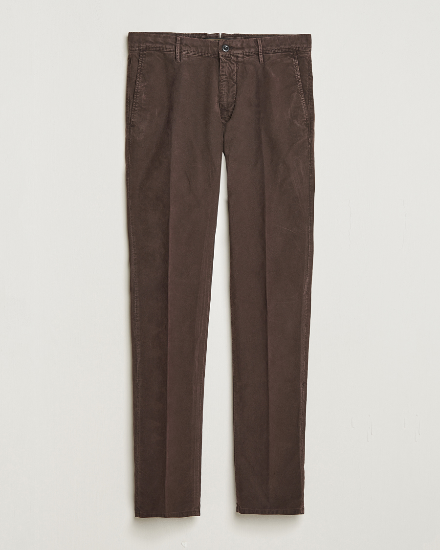 Herr | Byxor | Incotex | Slim Fit Garment Dyed Slacks Dark Brown