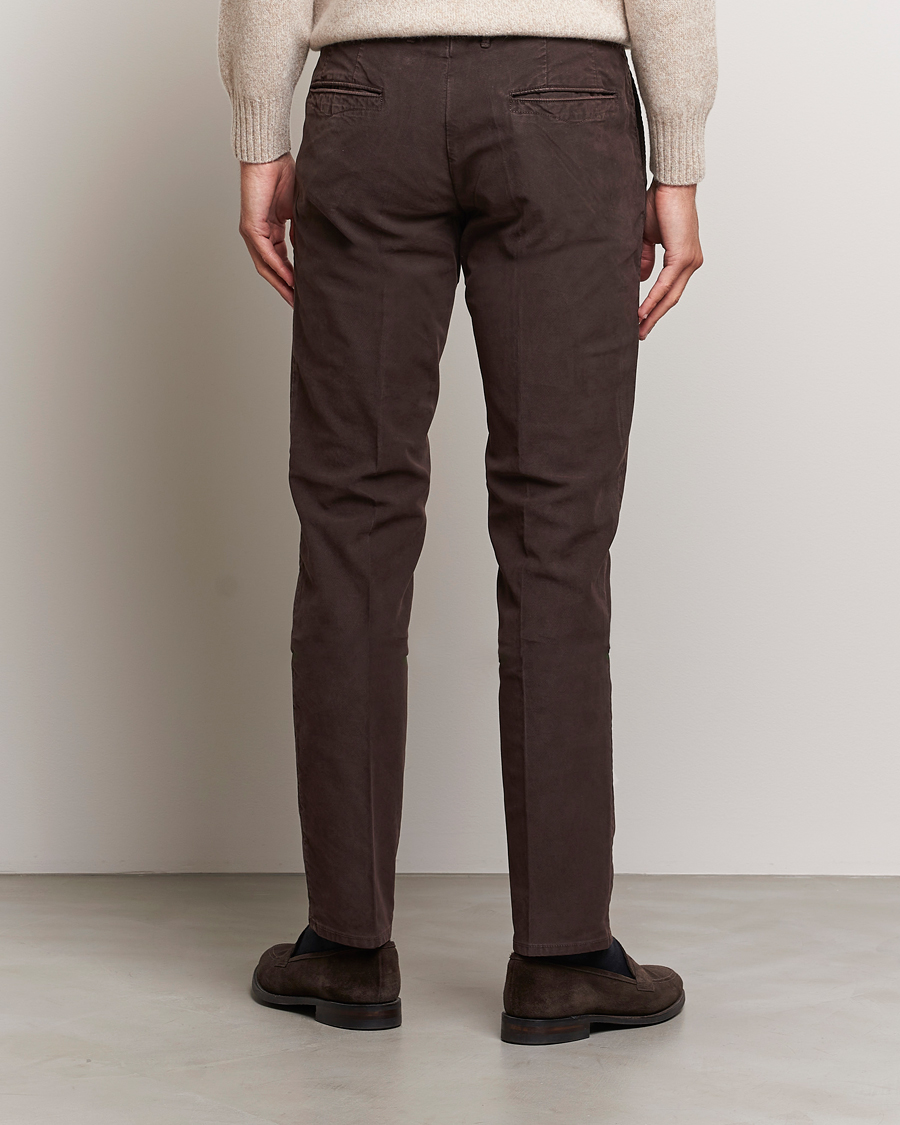 Herr | Byxor | Incotex | Slim Fit Garment Dyed Slacks Dark Brown