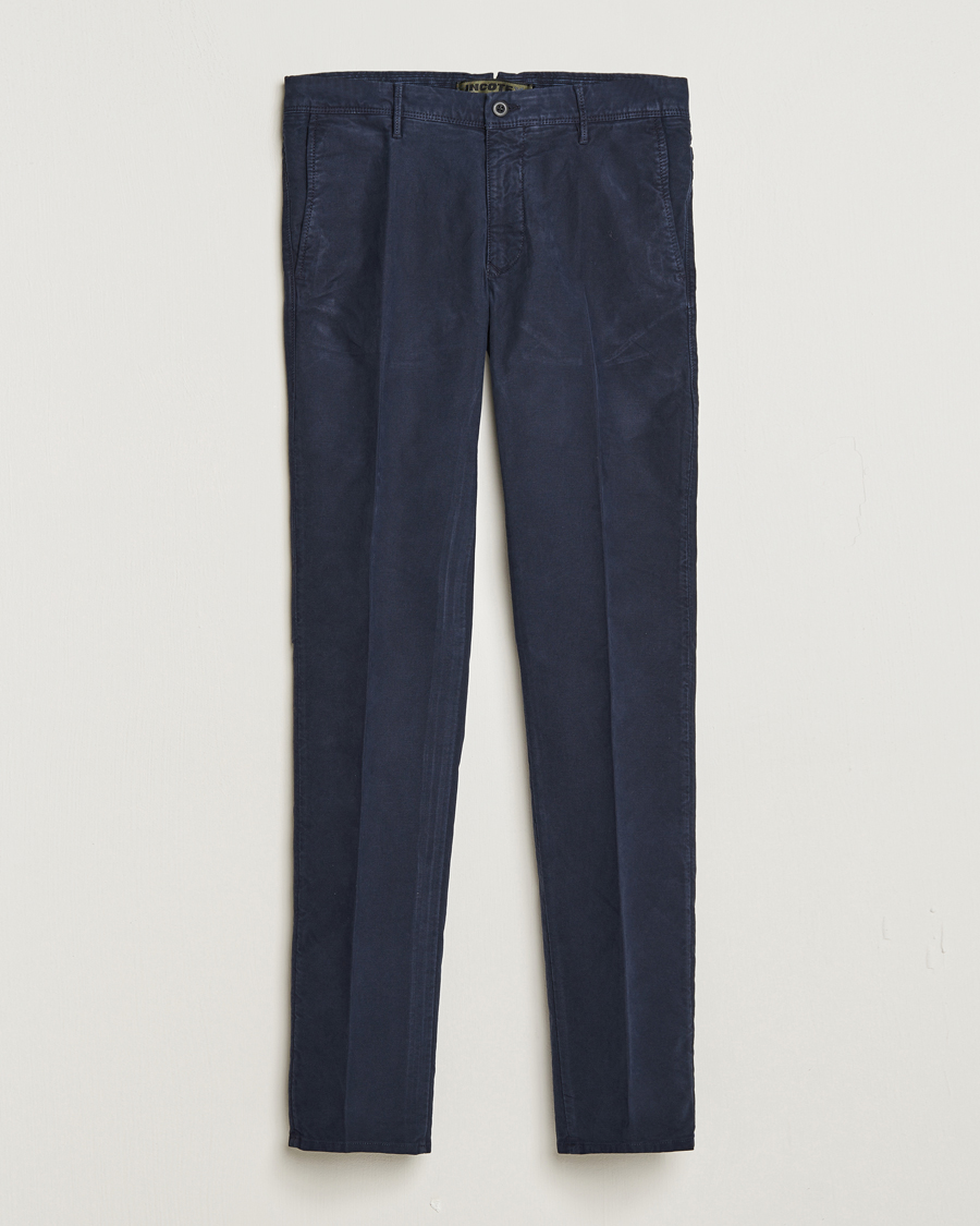 Herr | Byxor | Incotex | Slim Fit Garment Dyed Slacks Navy