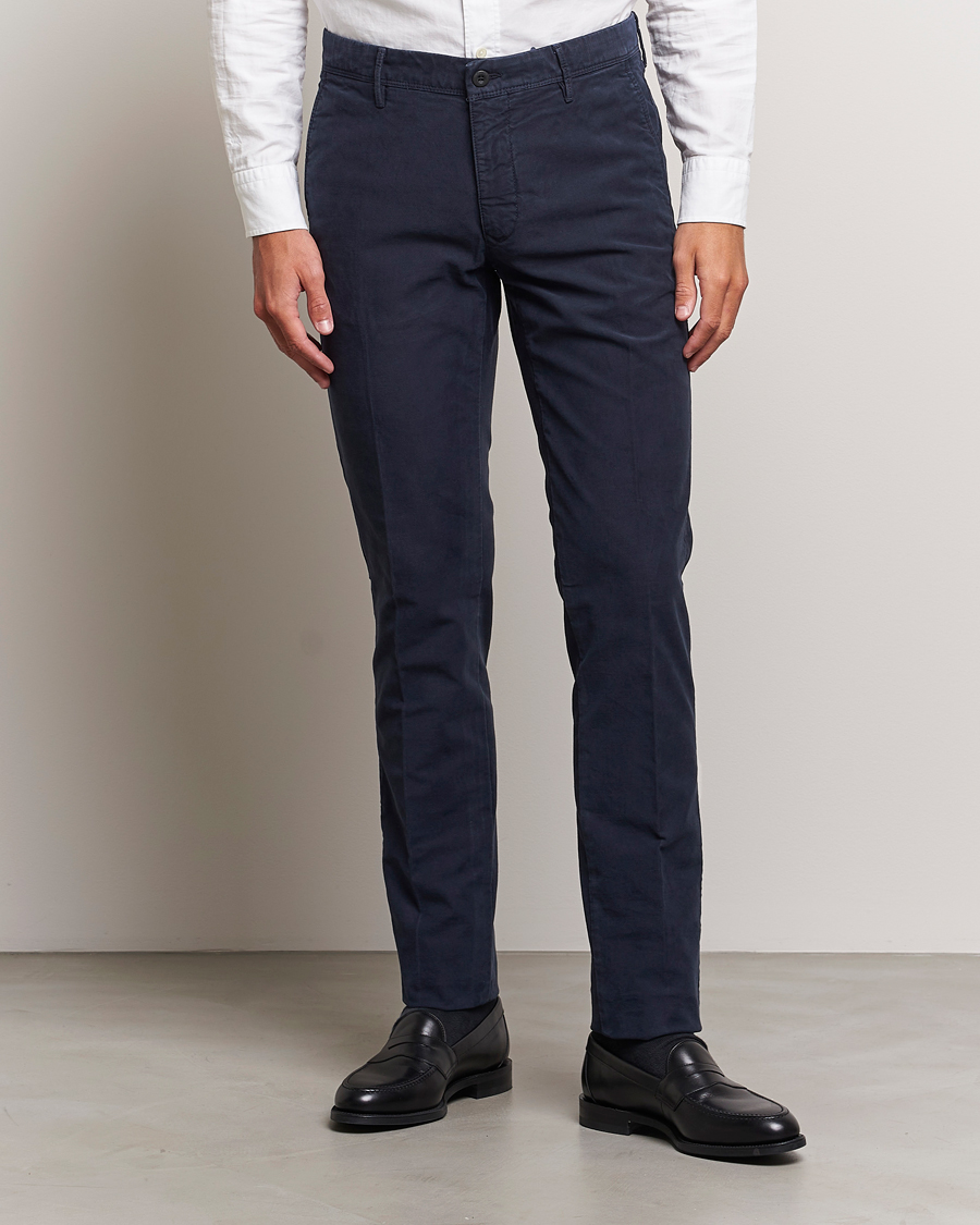 Herr | Byxor | Incotex | Slim Fit Garment Dyed Slacks Navy