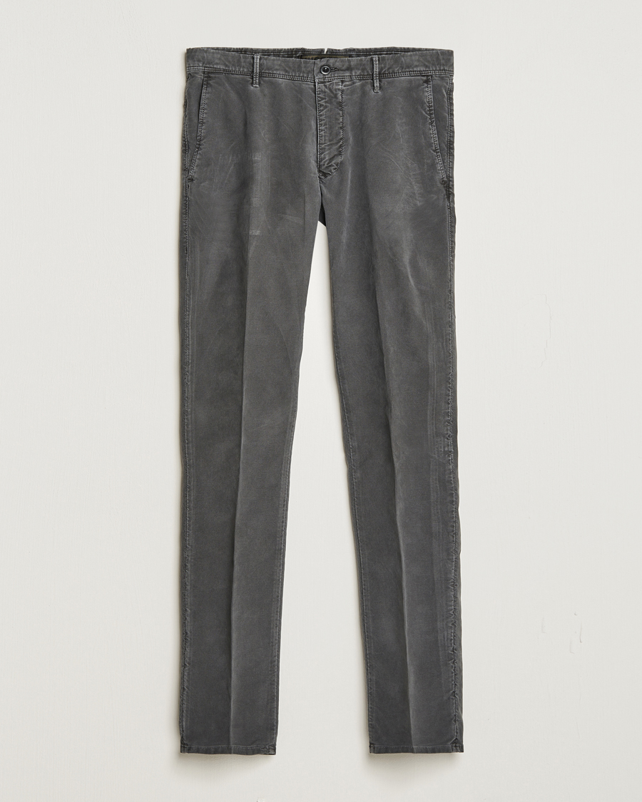 Herr | Byxor | Incotex | Slim Fit Garment Dyed Slacks Dark Grey
