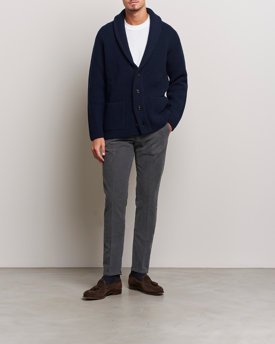 Herr | Byxor | Incotex | Slim Fit Garment Dyed Slacks Dark Grey