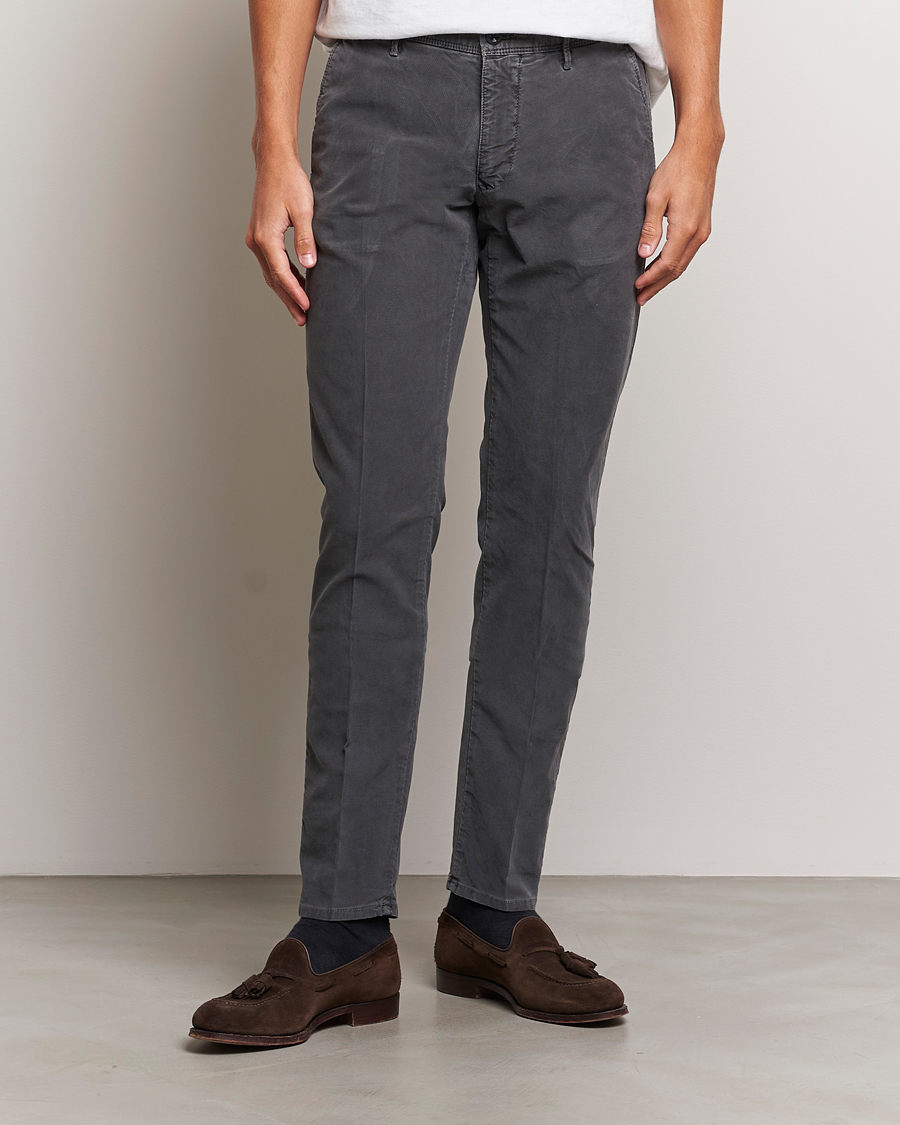 Herr | Incotex | Incotex | Slim Fit Garment Dyed Slacks Dark Grey