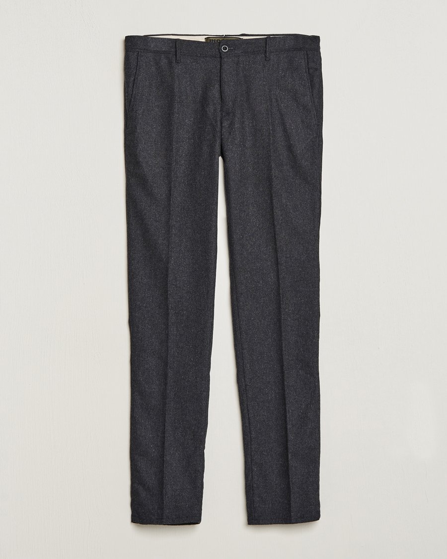 Herr | Byxor | Incotex | Slim Fit Washed Flannel Stretch Slacks Dark Grey