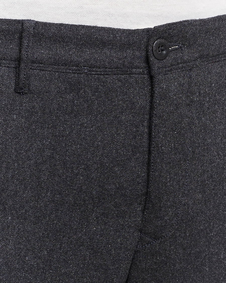 Herr | Byxor | Incotex | Slim Fit Washed Flannel Stretch Slacks Dark Grey