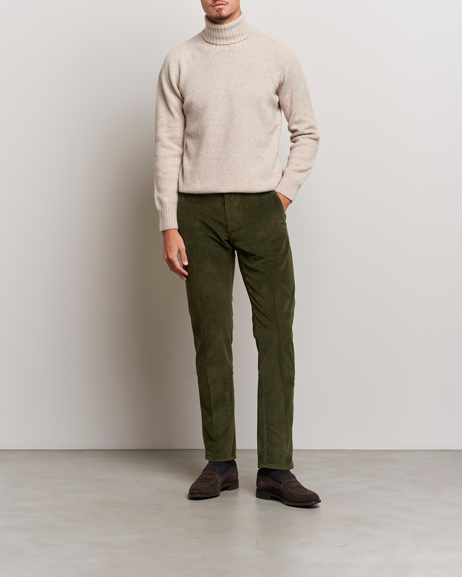 Herr | Byxor | Incotex | Slim Fit Leisure Cord Slacks Forest Green