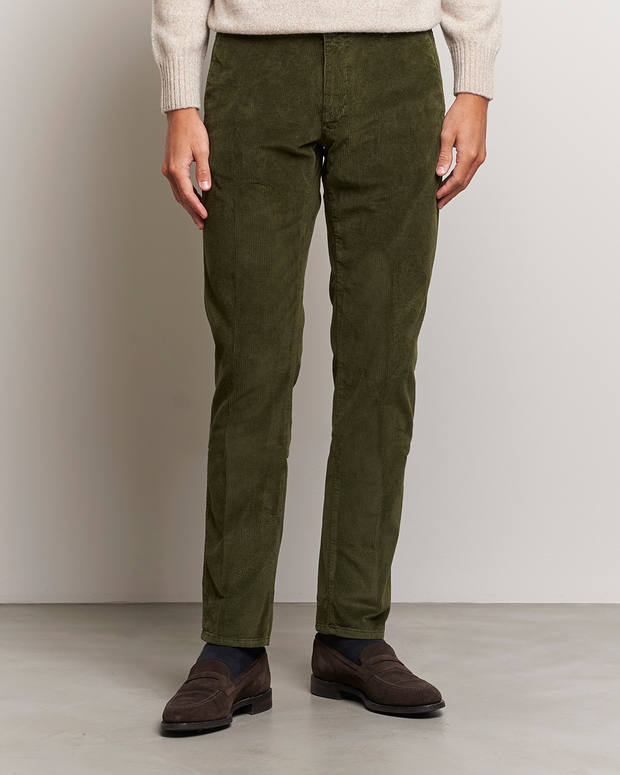 Herr | Byxor | Incotex | Slim Fit Leisure Cord Slacks Forest Green