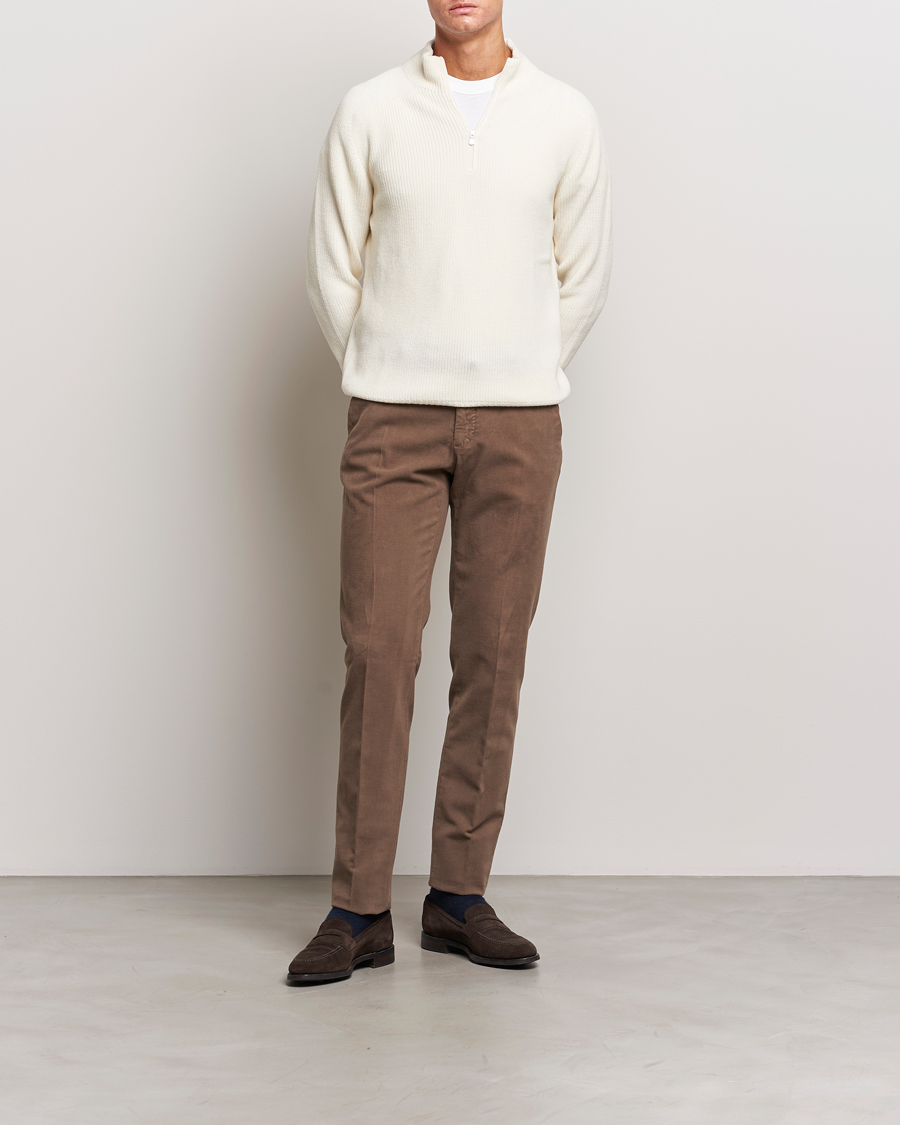 Herr | Byxor | Incotex | Slim Fit Luxury Moleskine Trousers Taupe