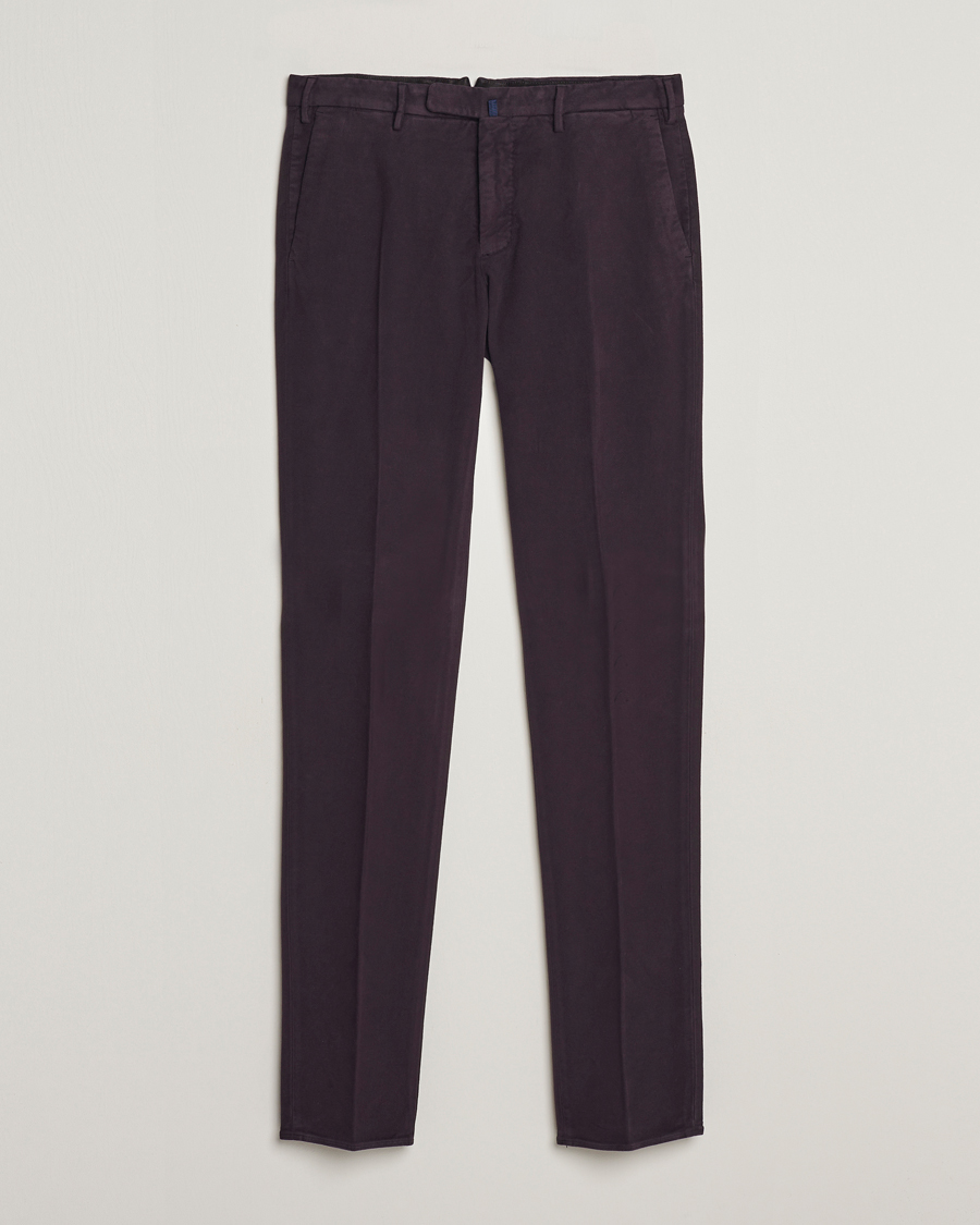 Herr | Byxor | Incotex | Slim Fit Luxury Moleskine Trousers Burgundy